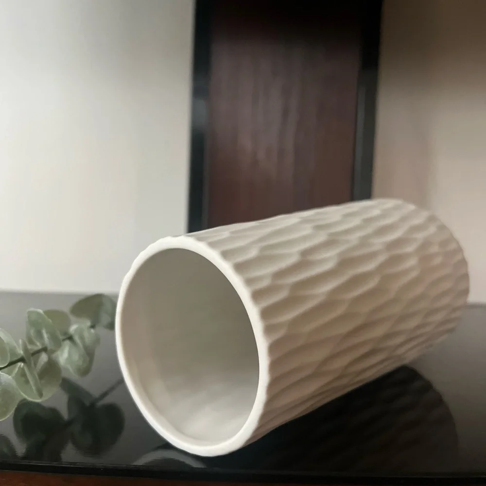 White Textured Ceramic Vase new in box